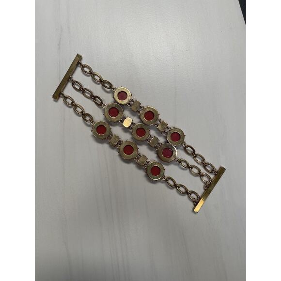 Banana Republic 3 chain wide bracelet perfect condition Orange with gold chain - Picture 15 of 16